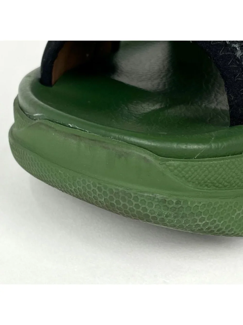 Gucci Logo Mesh Sandals Shoes Leather Rubber Khaki